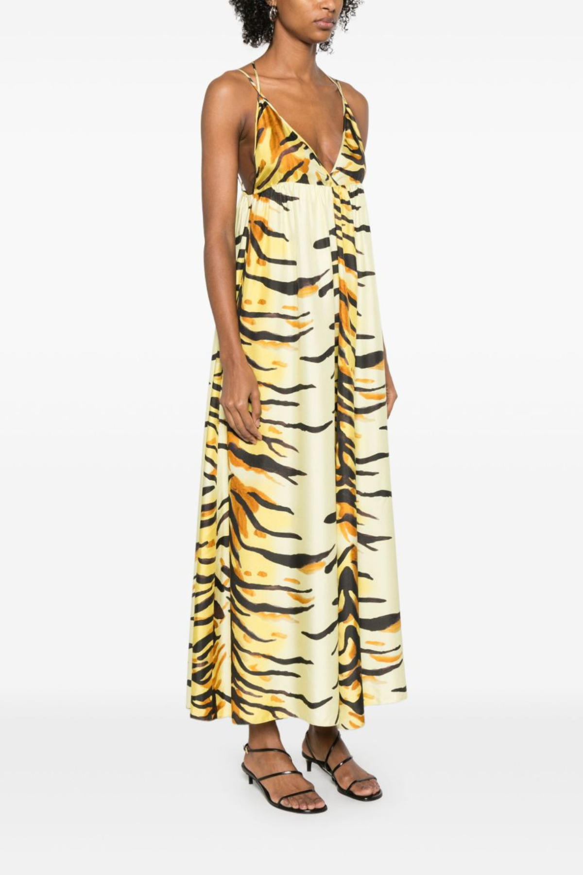 Nanushka Delphy Tiger Print Silk Twill Maxi Dress - Tiger