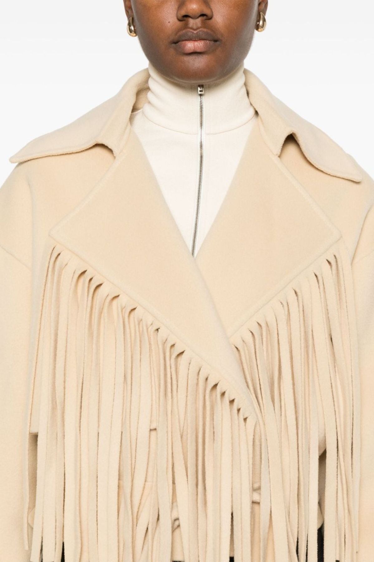 Nanushka Ticia Fringed Jacket - Creme