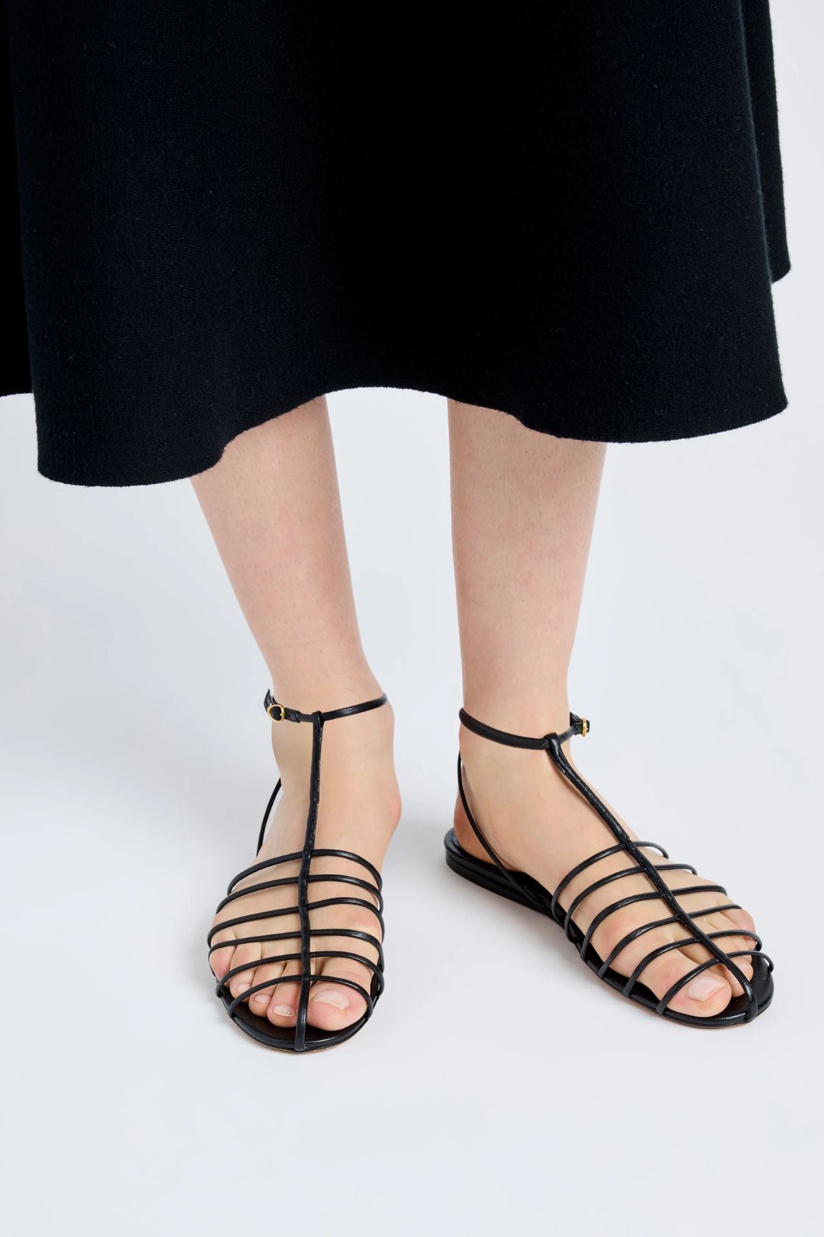 Proenza Schouler Tee Cage Flat Sandals - Black