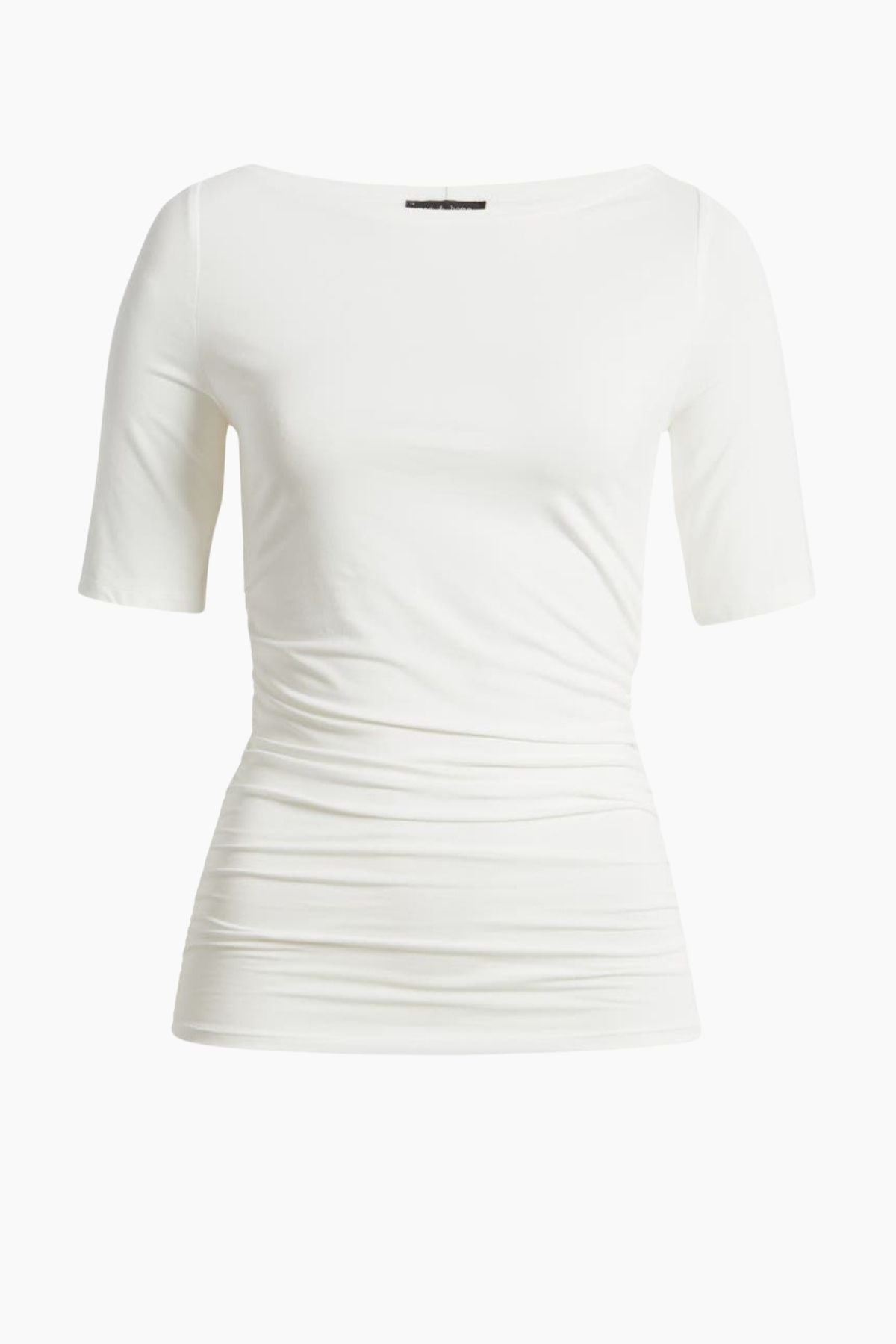 Rag & Bone Luca Shirred Short Sleeve T-Shirt - White