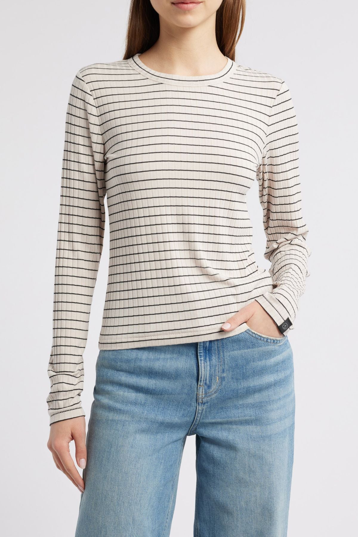 Rag & Bone Luca Stripe Rib Tee - Ivory Multi