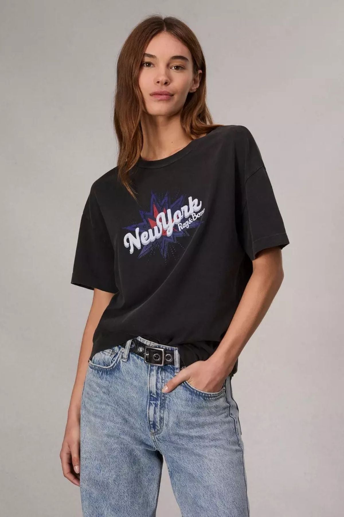 Rag & Bone New York Boyfriend T-Shirt - Black Multi