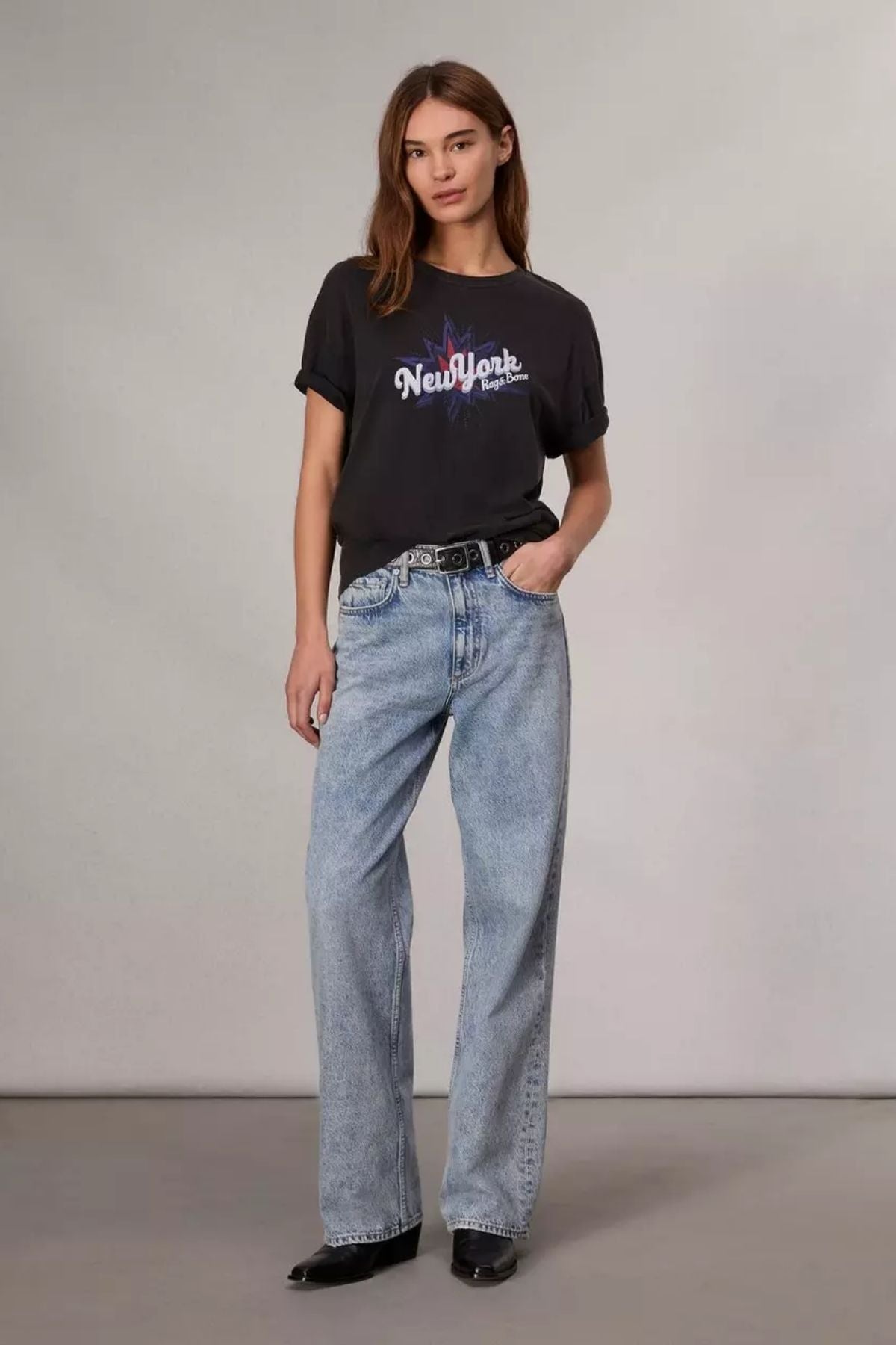 Rag & Bone New York Boyfriend T-Shirt - Black Multi