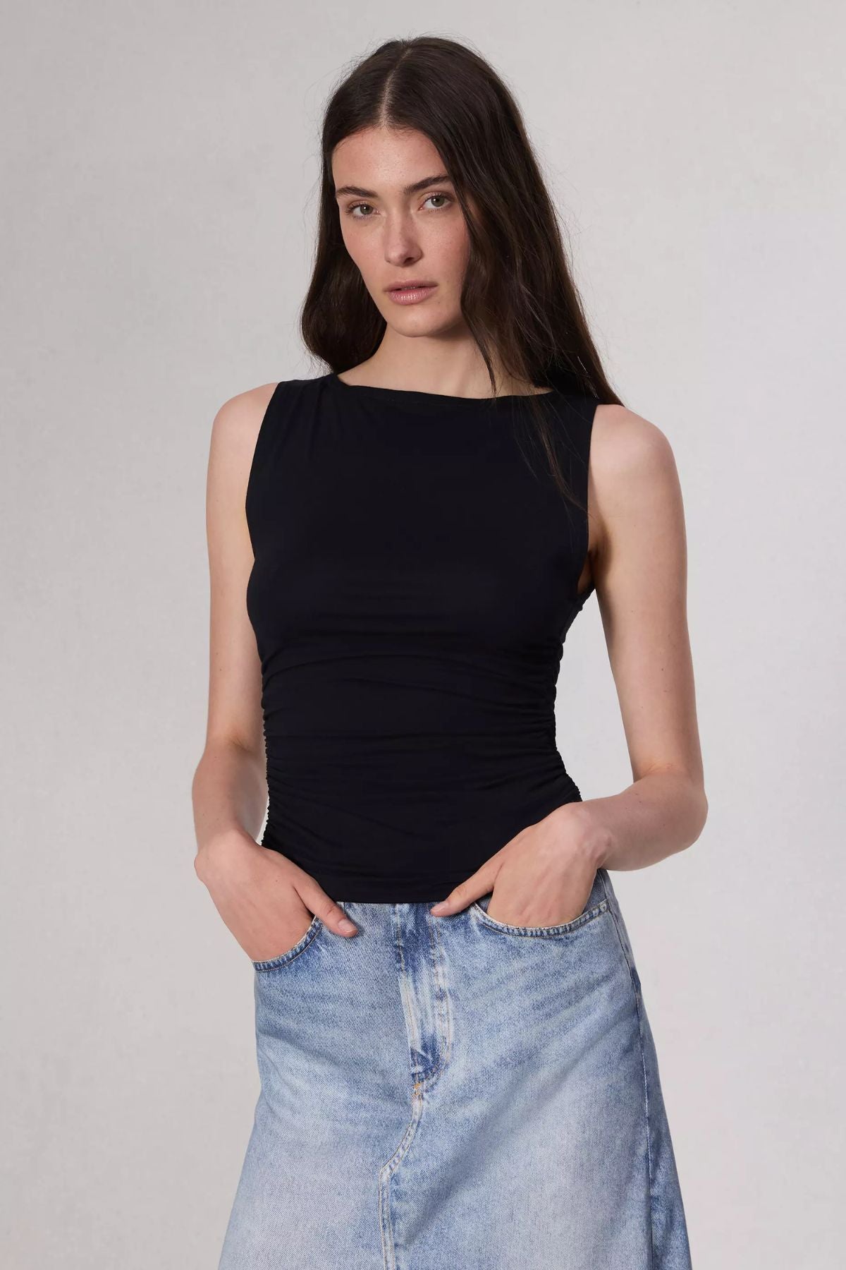 Rag & Bone Luca Shirred Tank - Black