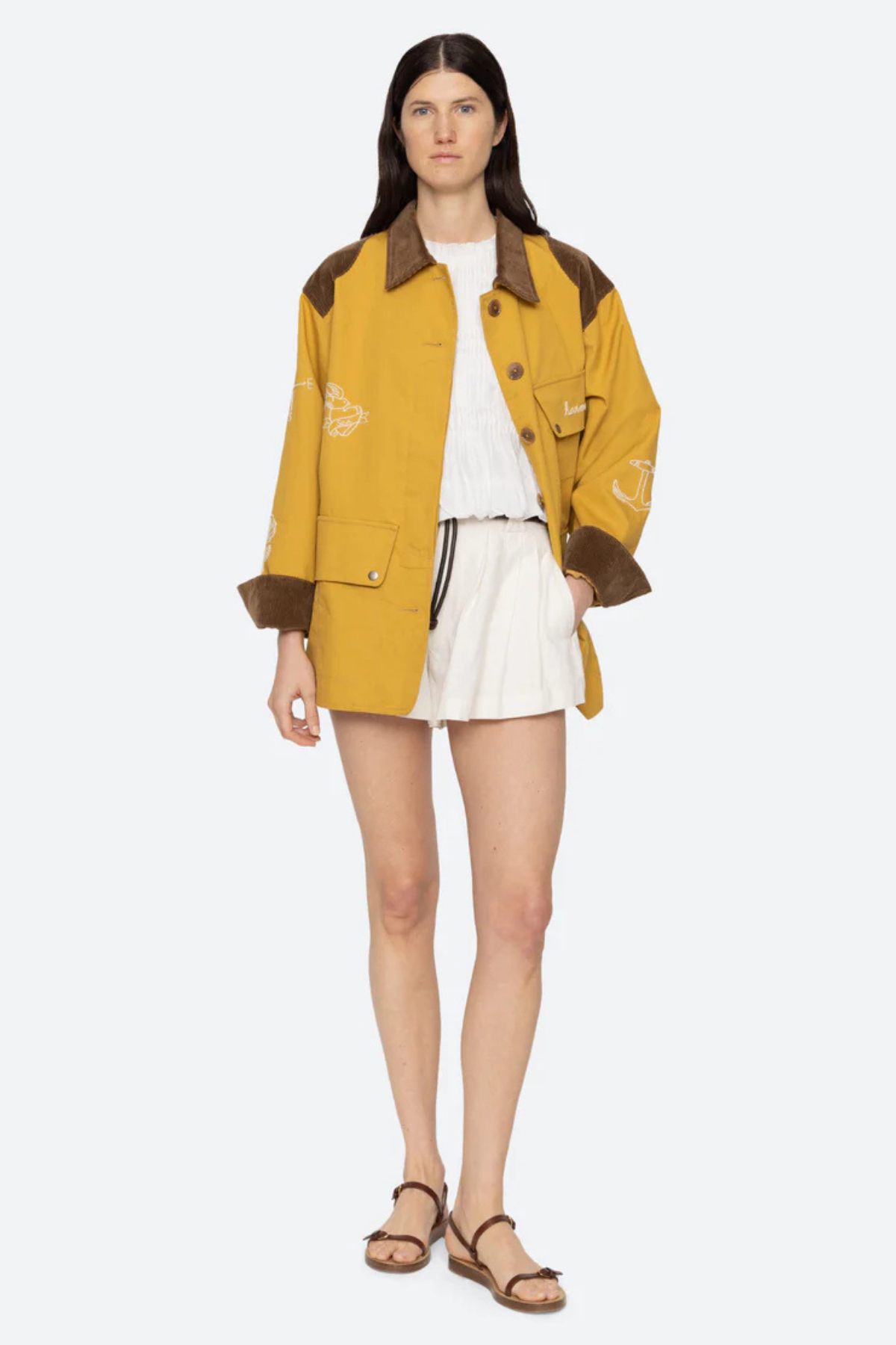 Sea NY Clyde Lighthouse Contrast Collar Jacket - Yellow