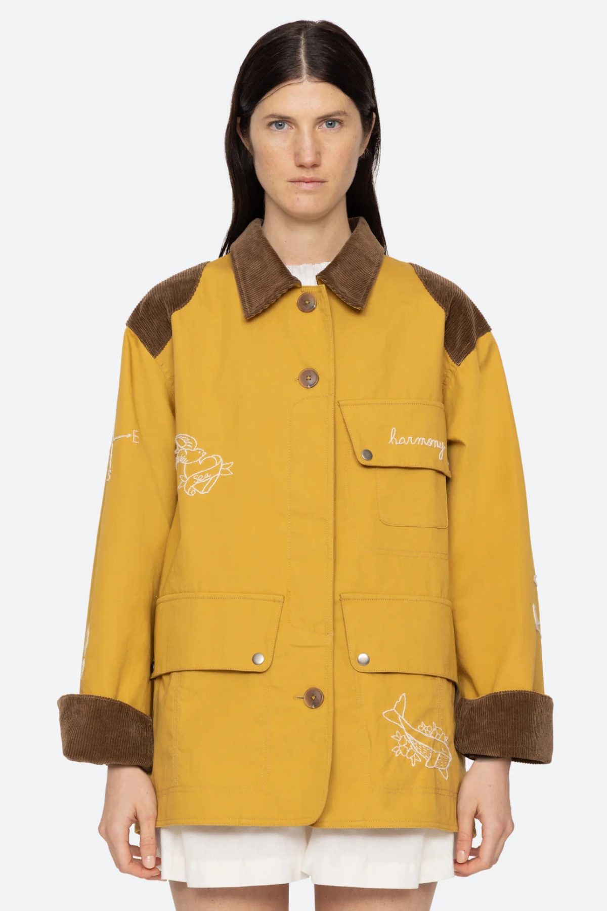 Sea NY Clyde Lighthouse Contrast Collar Jacket - Yellow