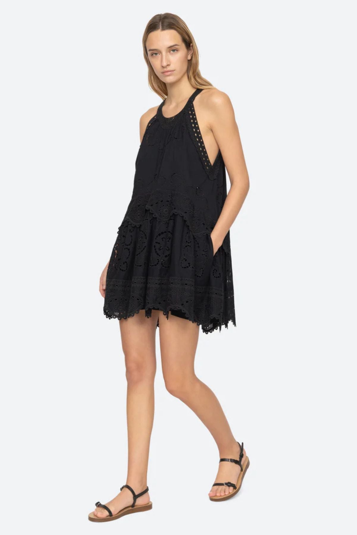 Sea NY Dahlia Eyelet Tank Dress - Black