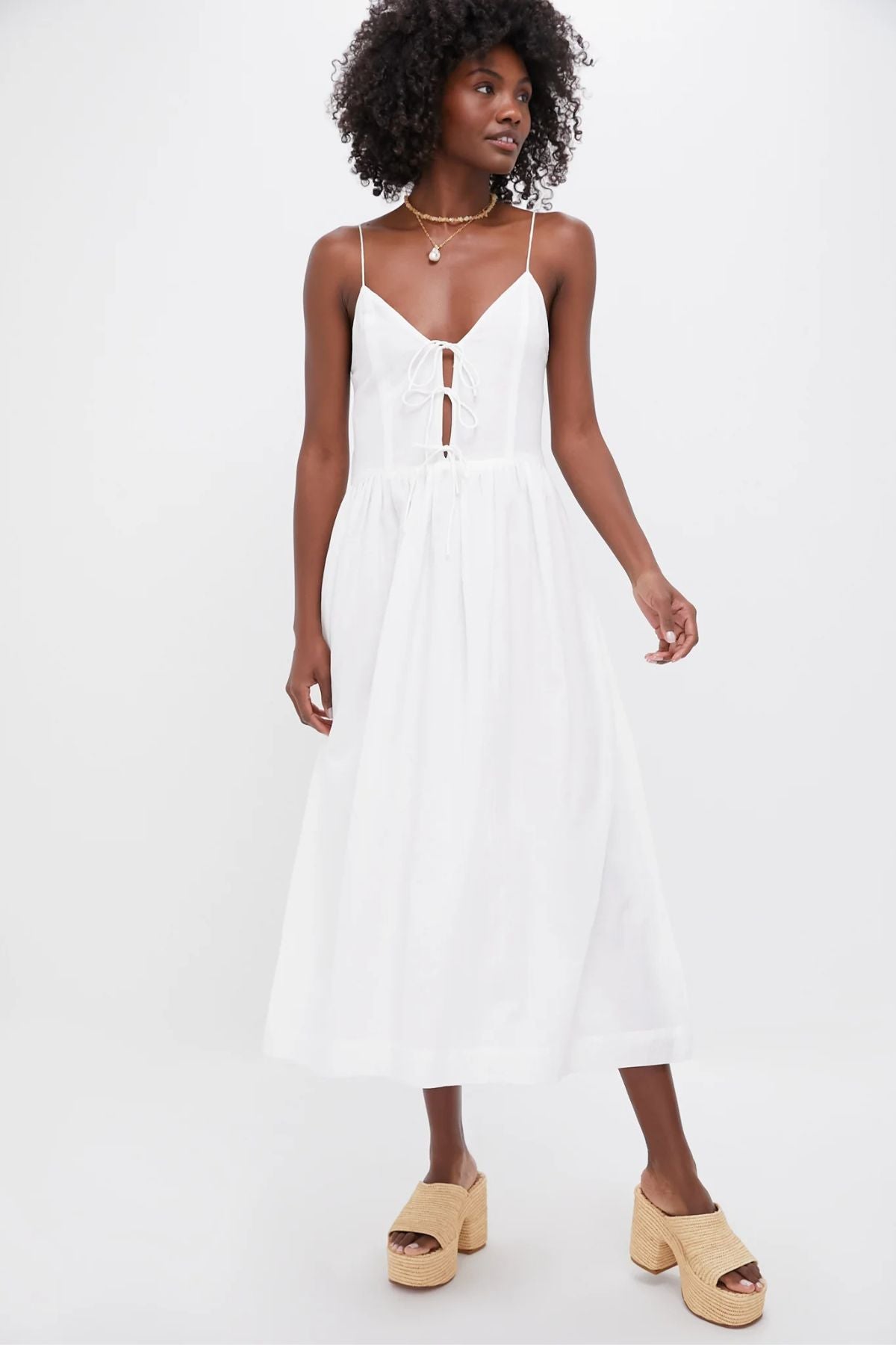 Sea NY Zora Solid Tie Tank Dress - Pearl