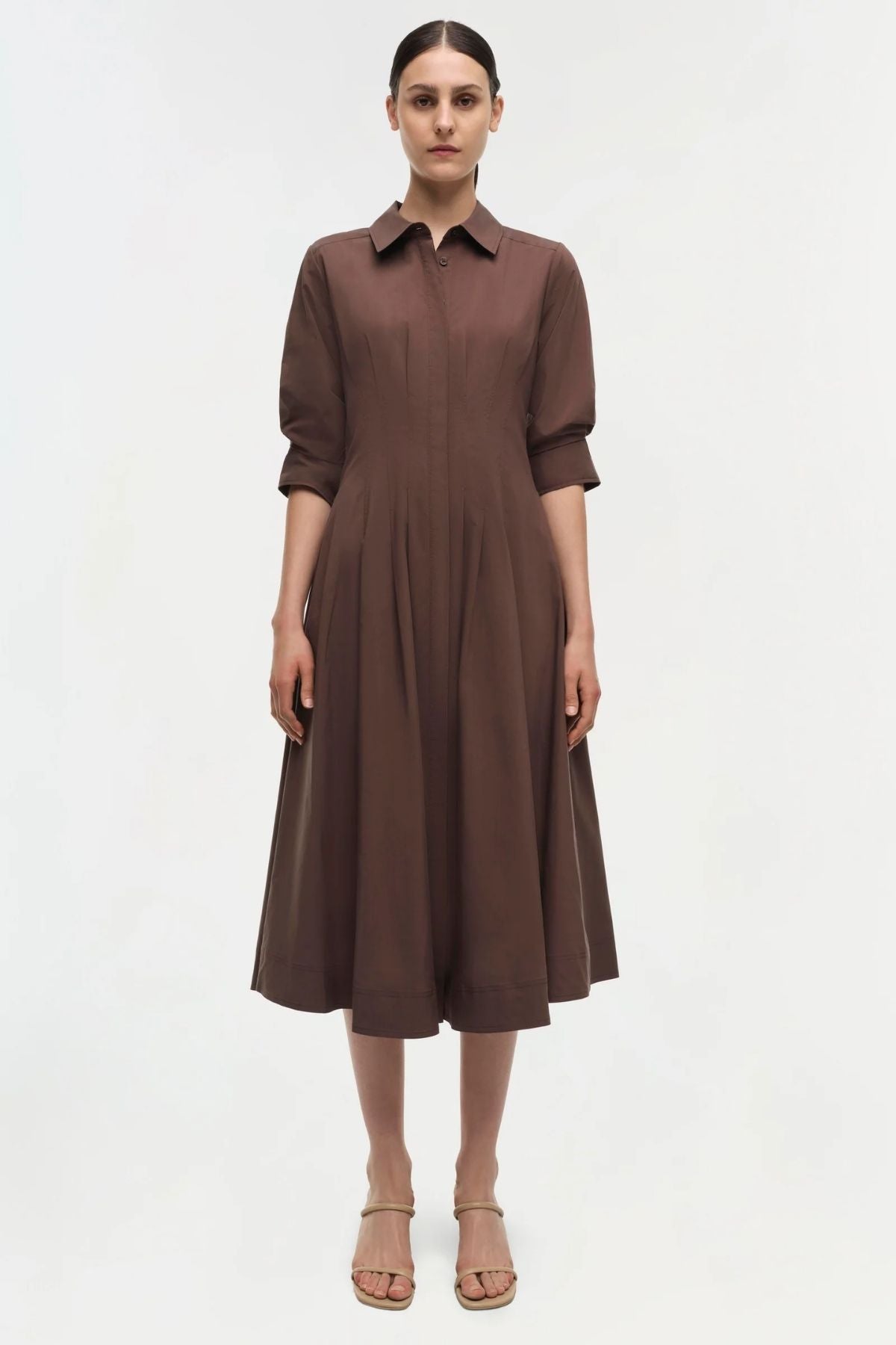 Simkhai Jazz Pintuck Midi Dress - Chocolate