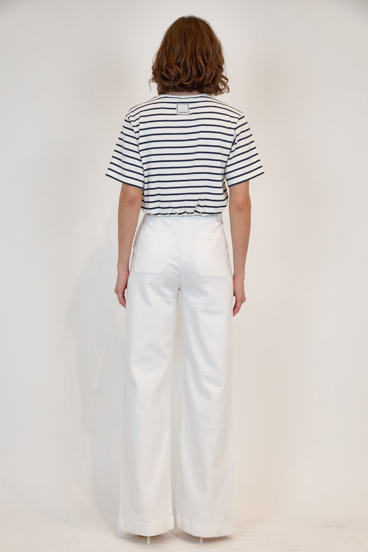 Simkhai Jojo Cropped T-Shirt - Navy Stripe