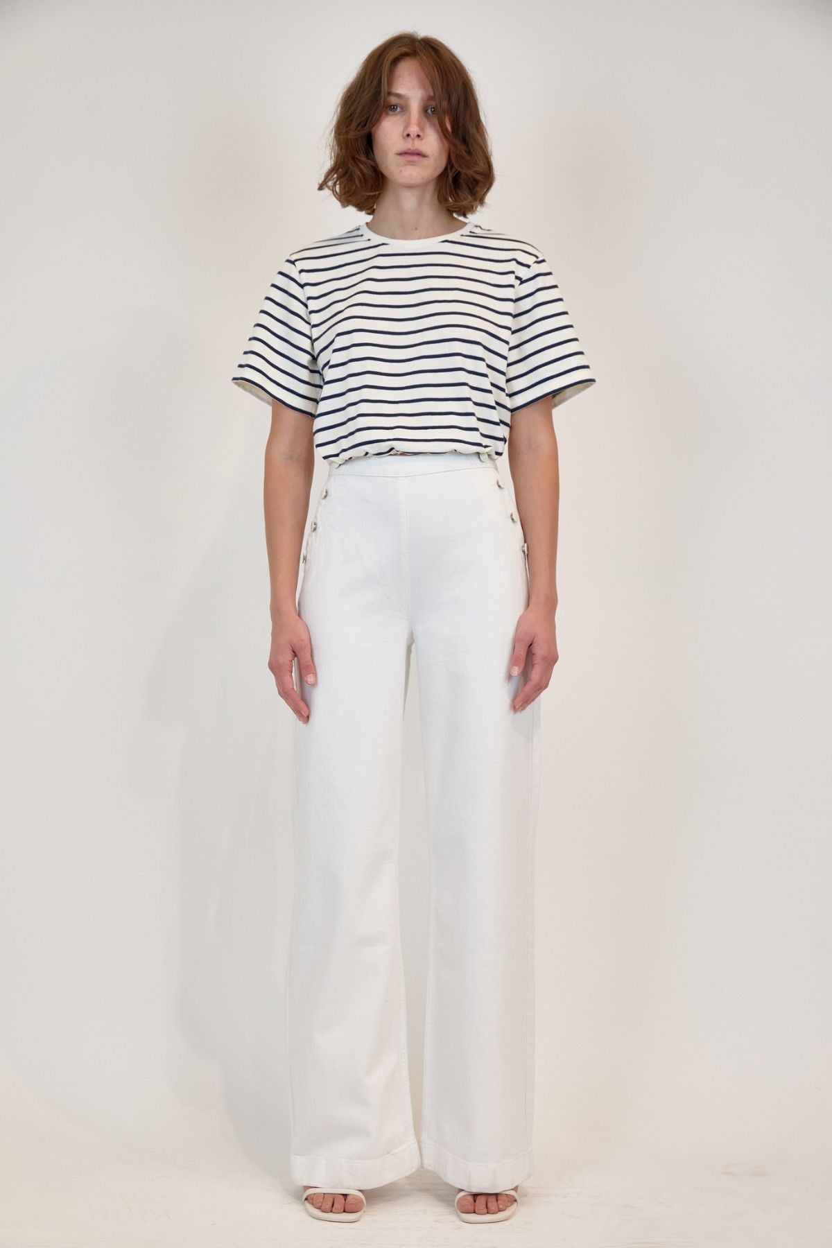 Simkhai Jojo Cropped T-Shirt - Navy Stripe