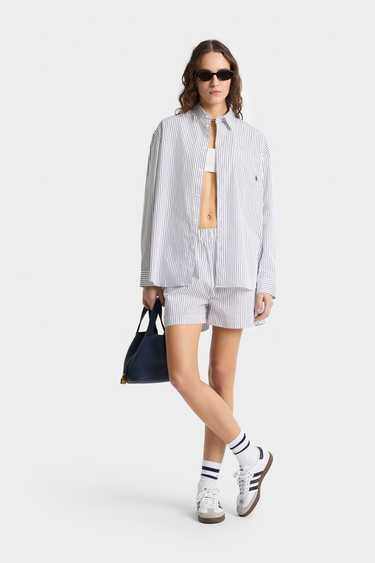 Sporty & Rich SRC Oversized Shirt - Blue Striped