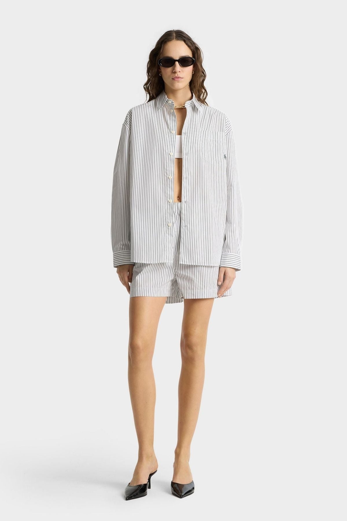 Sporty & Rich SRC Oversized Shirt - Forest Striped