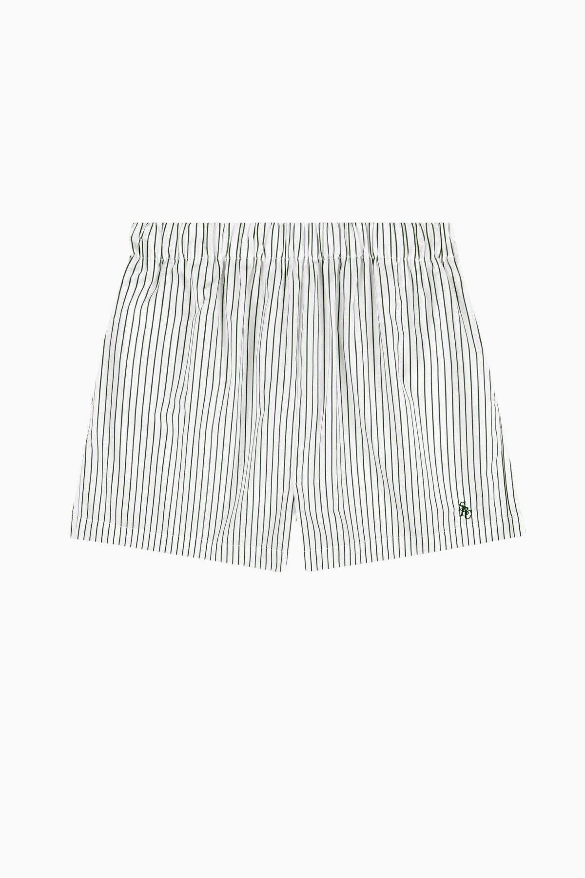 Sporty & Rich SRC Poplin Short - Forest Striped