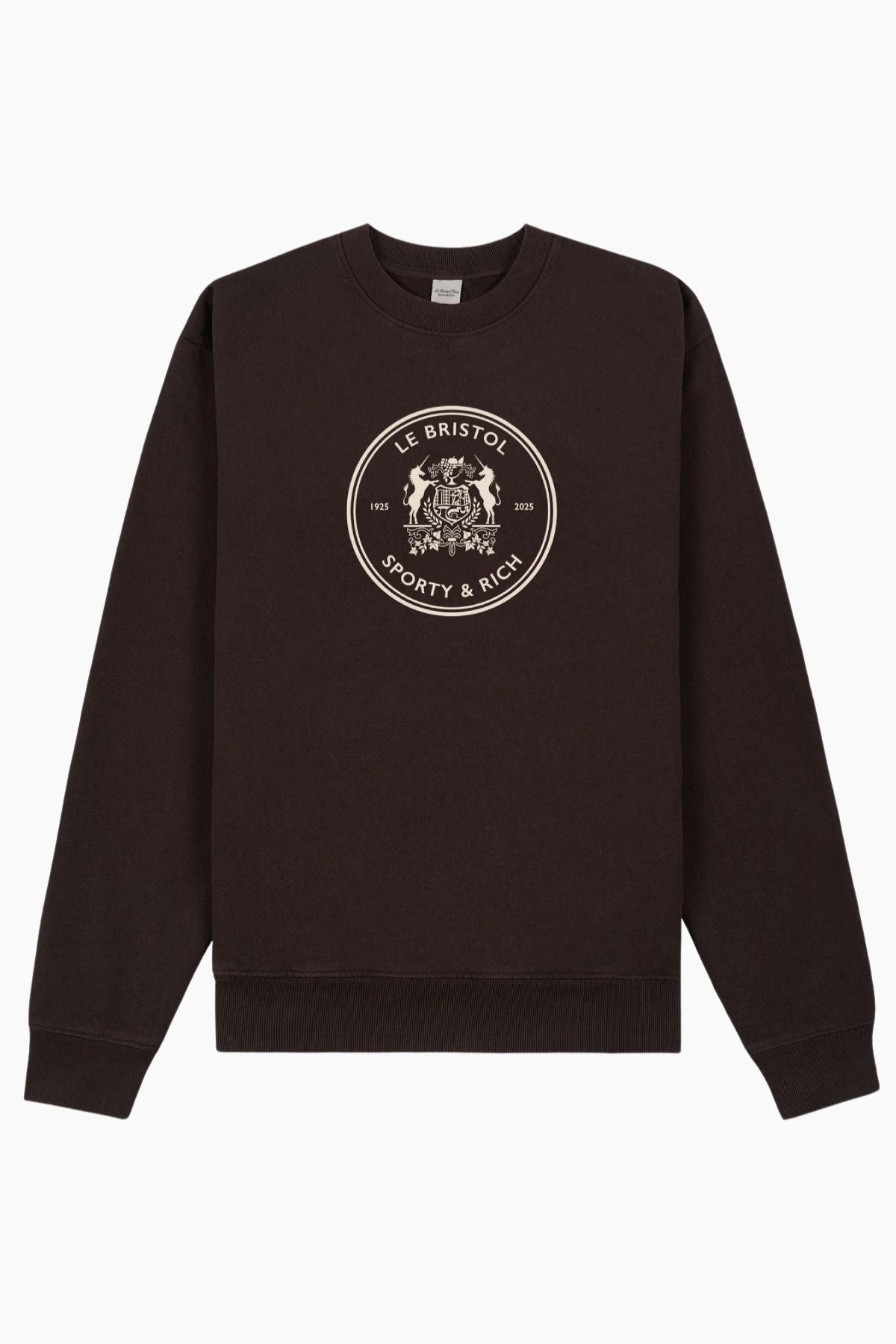 Sporty & Rich Bristol Crest 100th Sweatshirt - Chocolate/ Cream