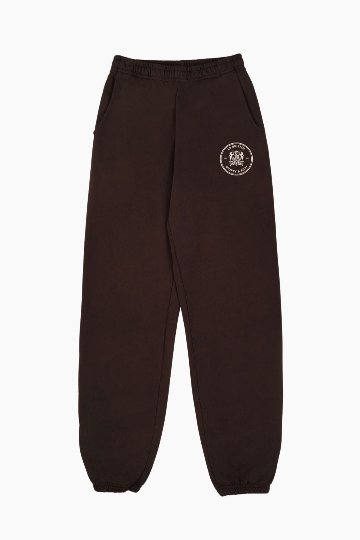 Sporty & Rich Bristol Crest 100th Sweatpant - Chocolate/ Cream