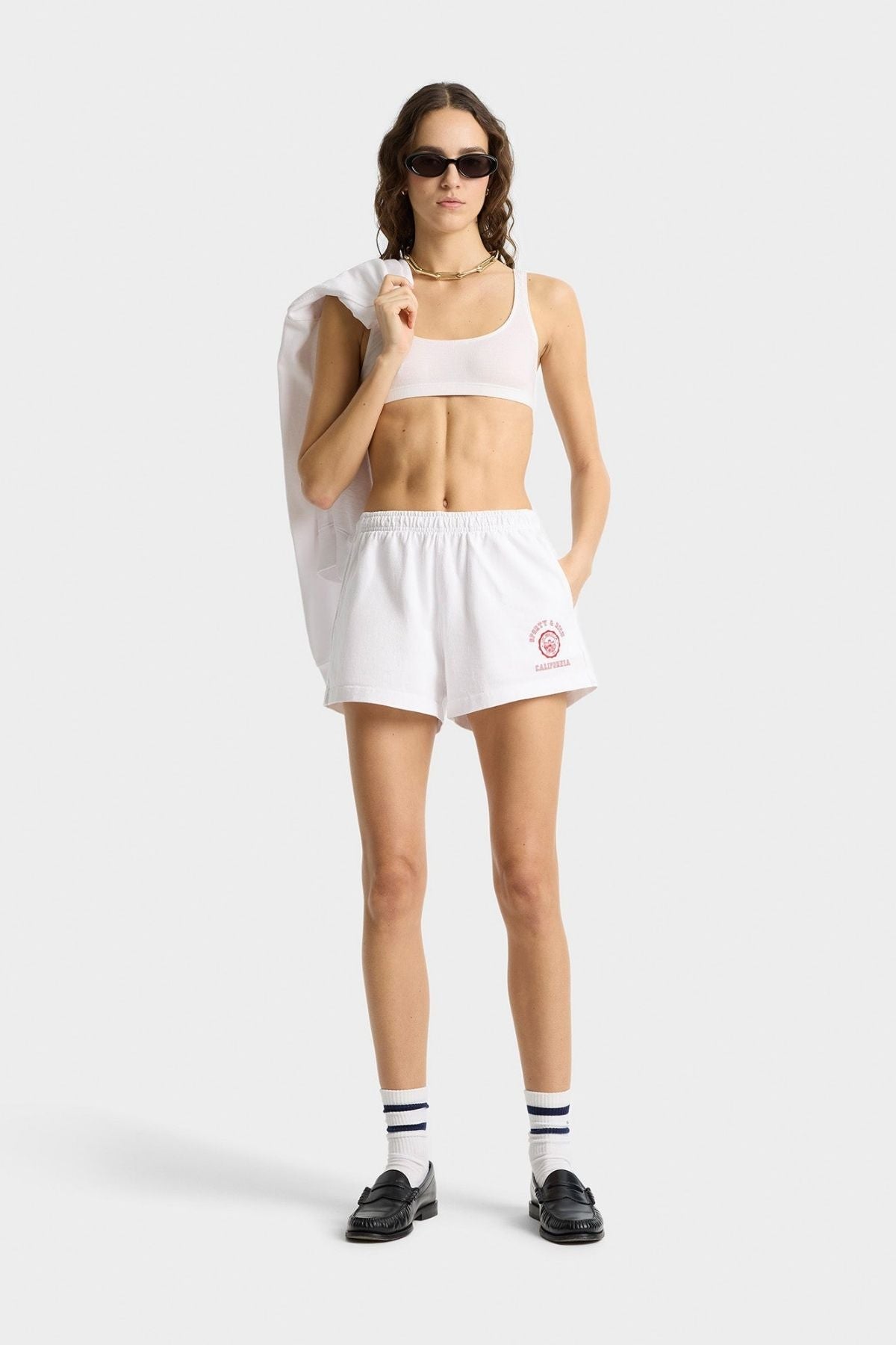 Sporty & Rich California Emblem Disco Short - White