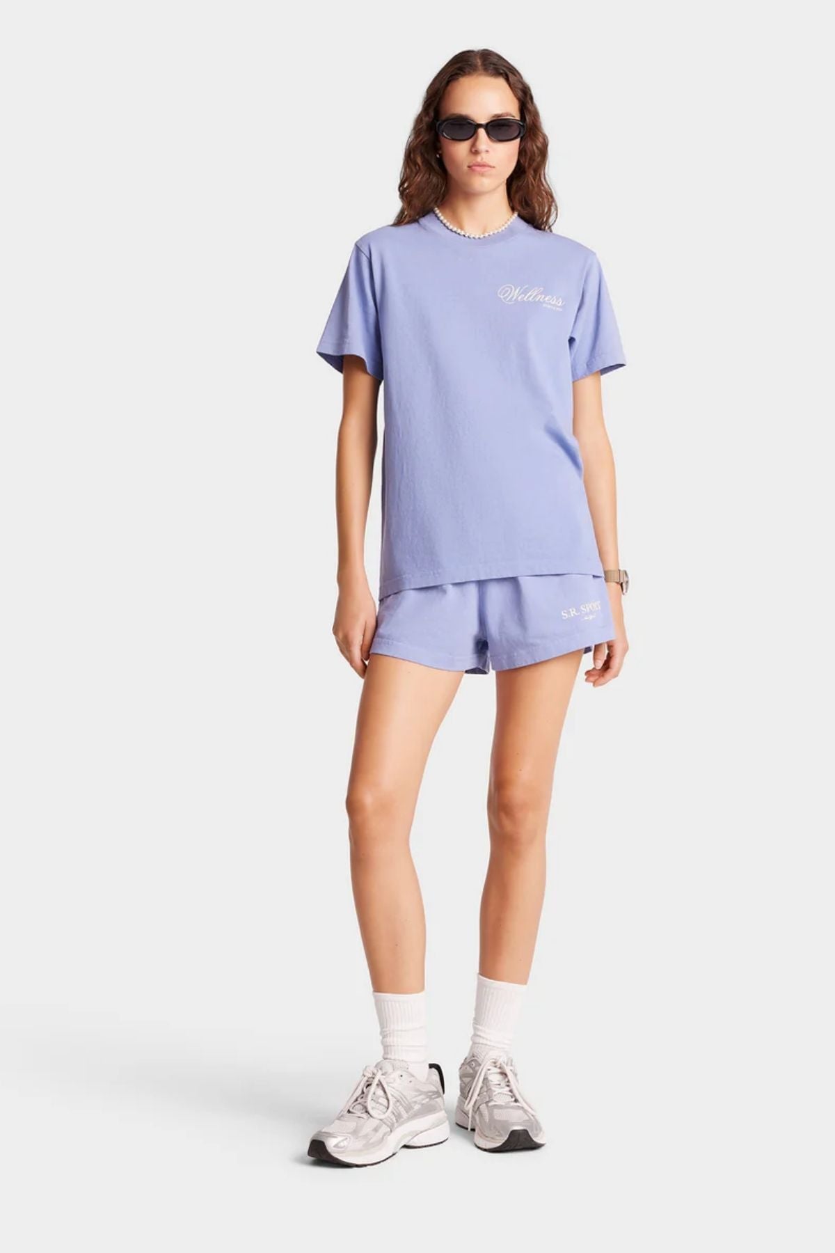 Sporty & Rich Carlyle T-Shirt - Colony Blue/ Cream