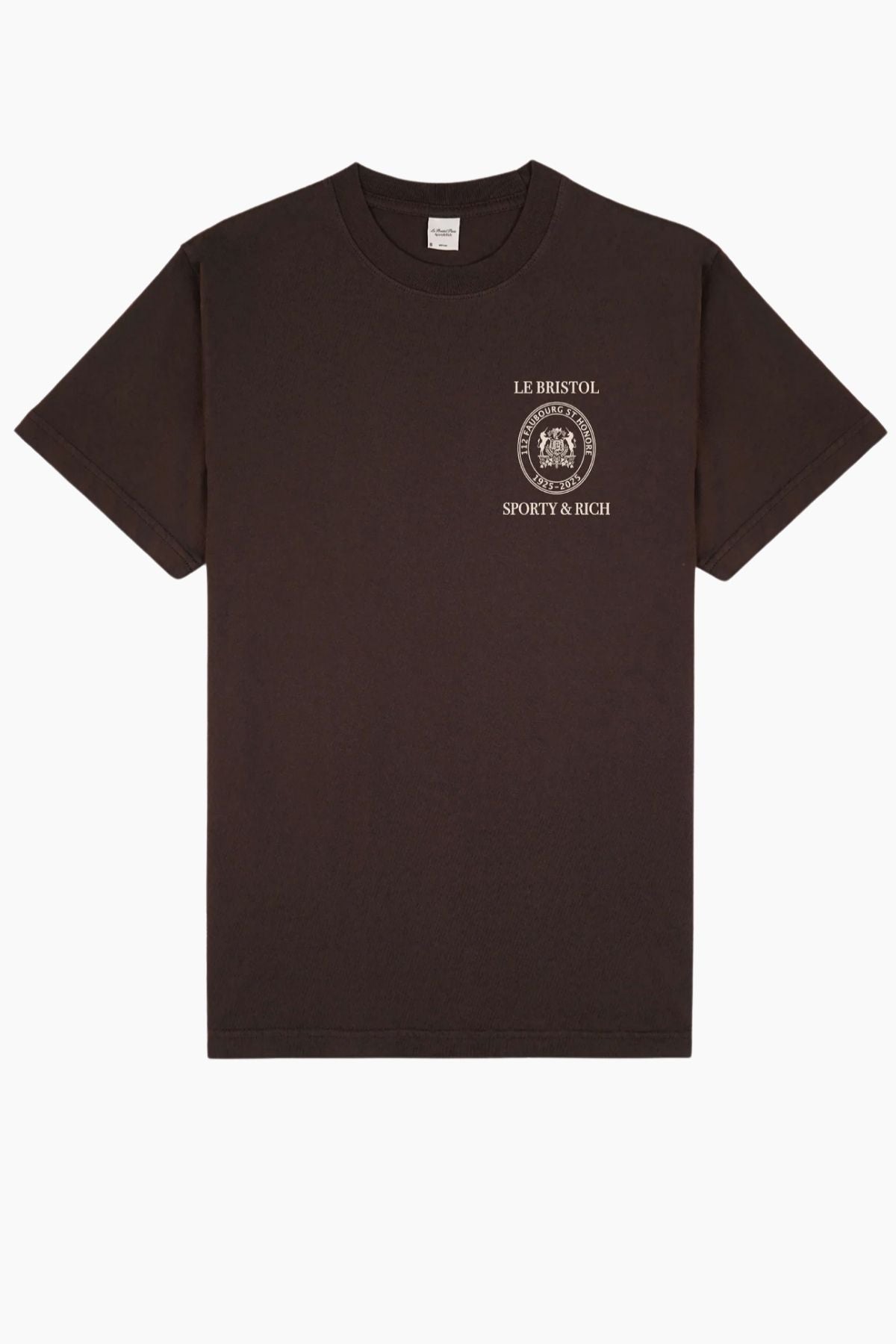 Sporty & Rich Crest Seal 100th T-Shirt - Chocolate/ Cream