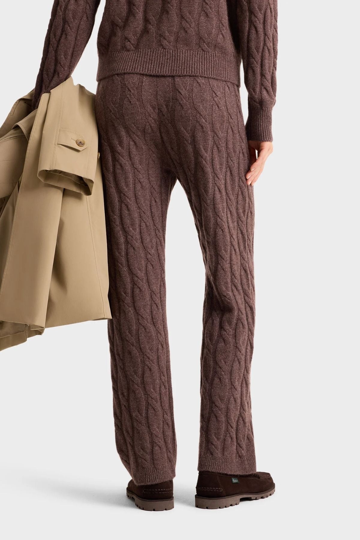 Sporty & Rich Faubourg Cashmere Pants - Chocolate/ Cream