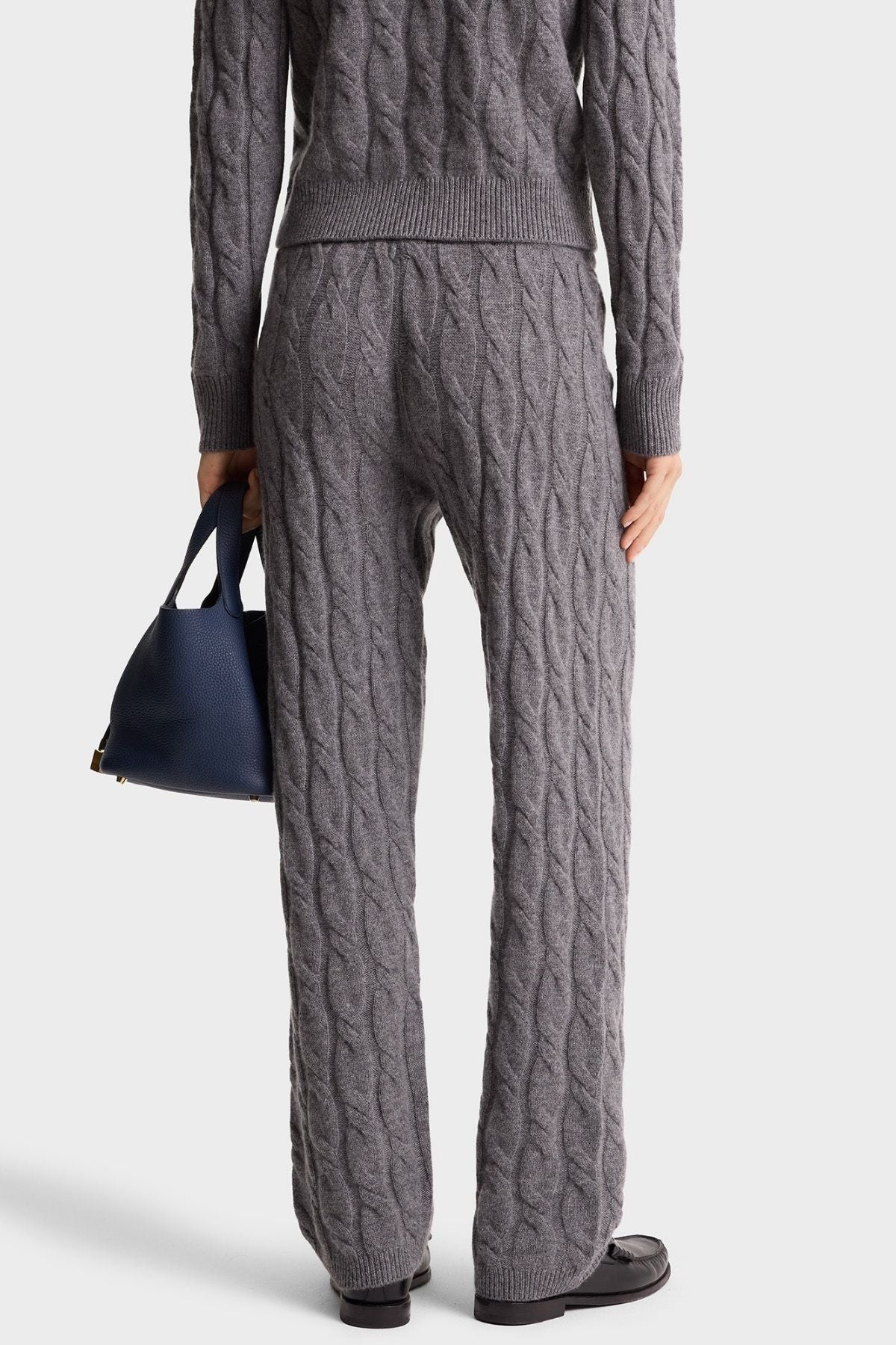 Sporty & Rich Faubourg Cashmere Pants - Dark Grey/ White