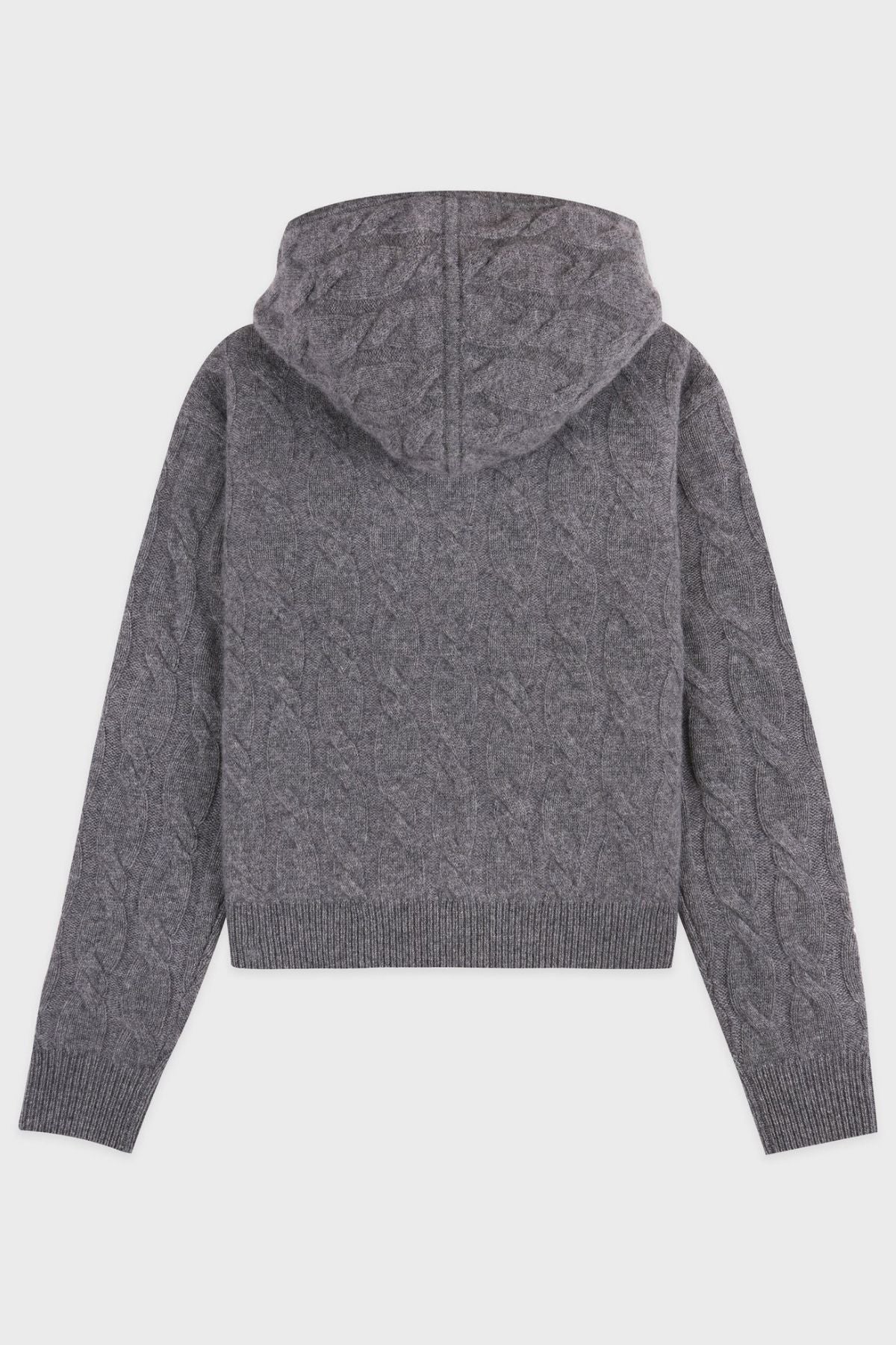 Sporty & Rich Faubourg Cashmere Zip Hoodie - Dark Grey/ White