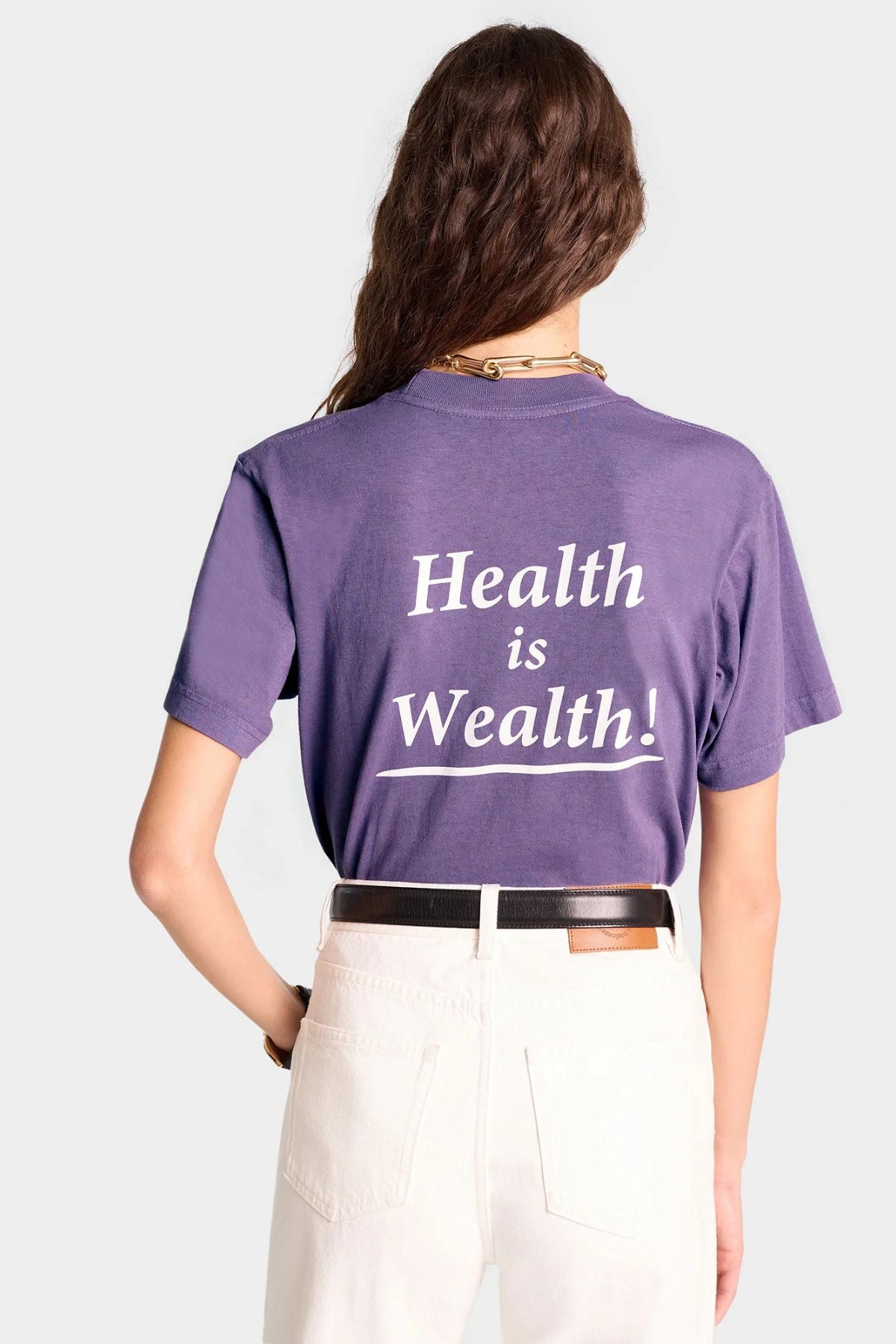 Sporty & Rich Health Is Wealth T-Shirt - Dusty Grape/ White