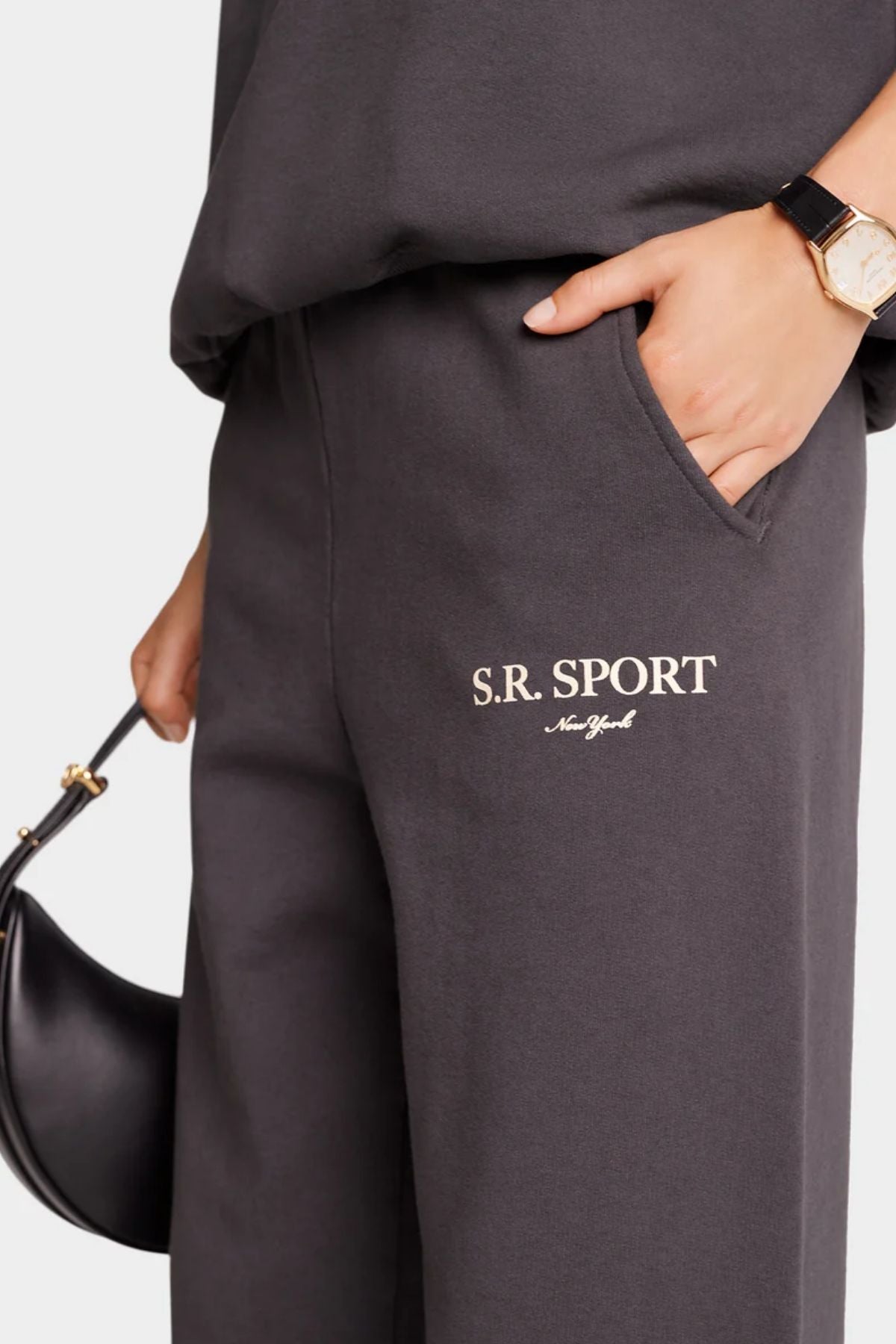 Sporty & Rich S.R. Sport Sweatpant - Faded Black/ Cream