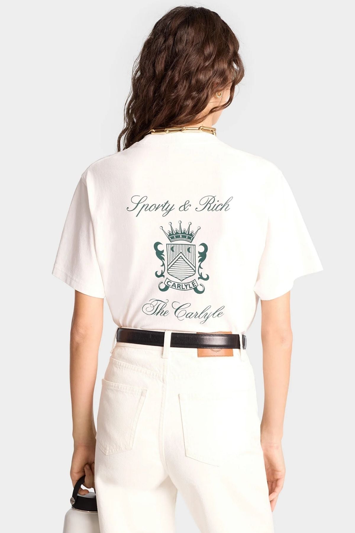 Sporty & Rich The Carlyle Crest T-Shirt - White/ Forest