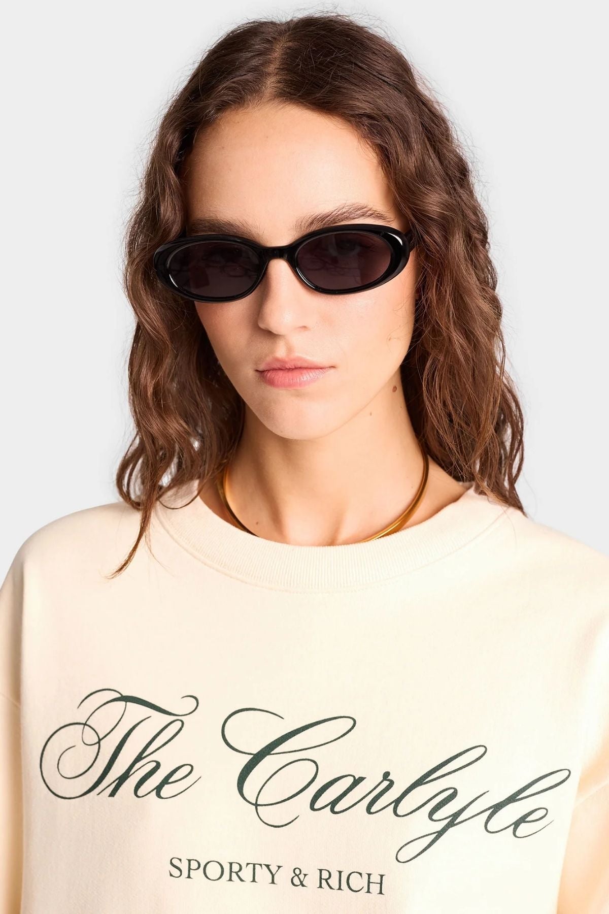 Sporty & Rich The Carlyle Script Sweater - Cream/ Forest