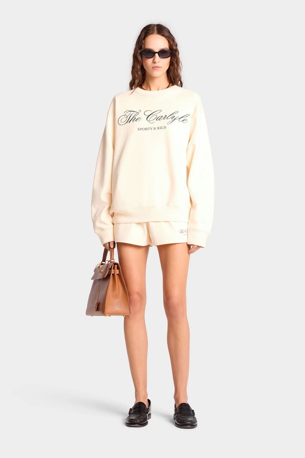 Sporty & Rich The Carlyle Script Sweater - Cream/ Forest