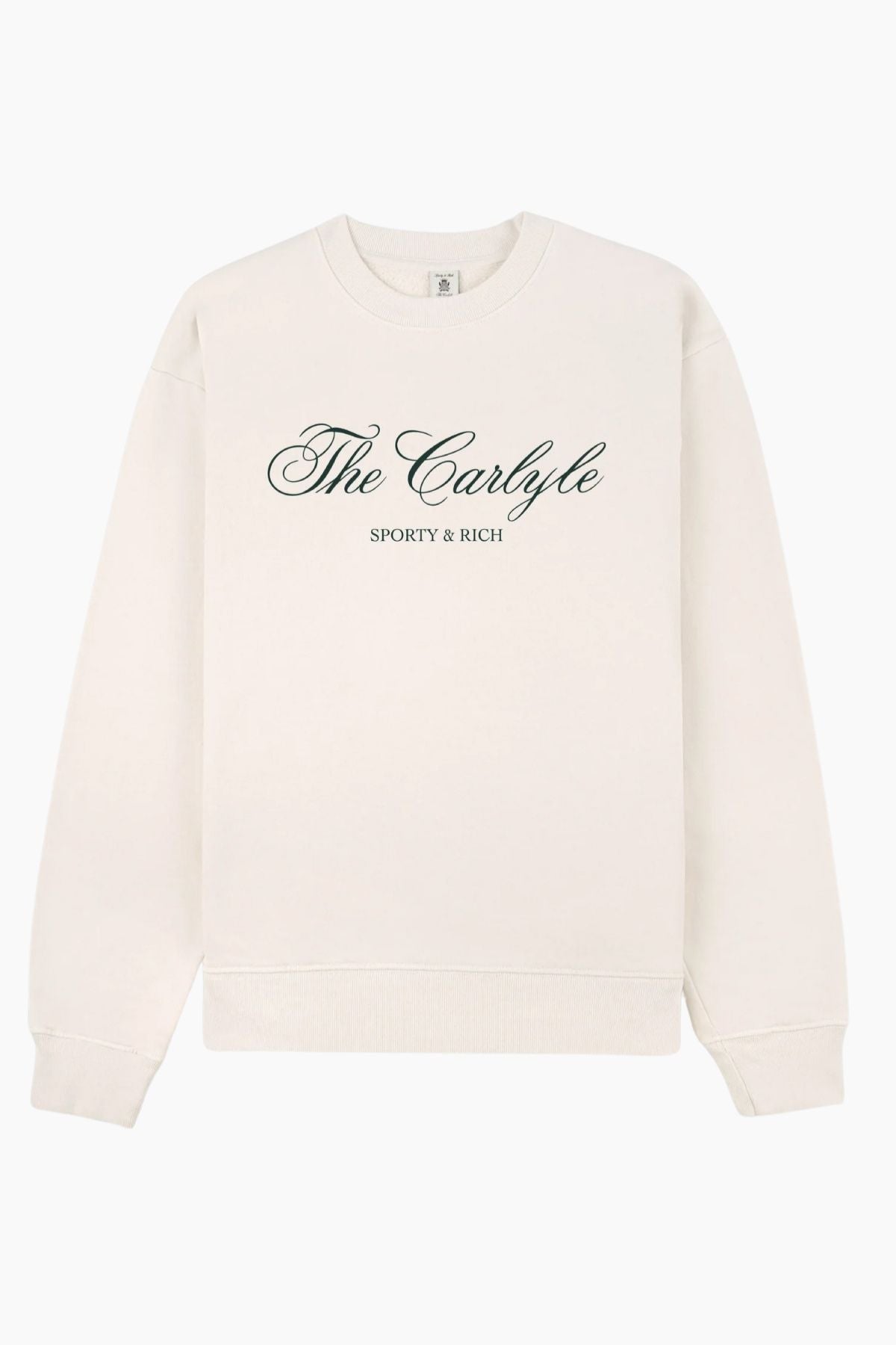 Sporty & Rich The Carlyle Script Sweater - Cream/ Forest