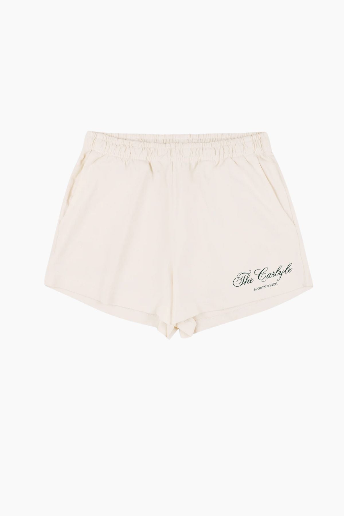 Sporty & Rich The Carlyle Script Disco Short - Cream/ Forest