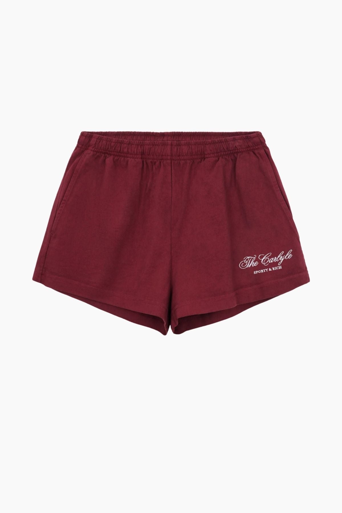 Sporty & Rich The Carlyle Script Disco Short - Merlot/ White