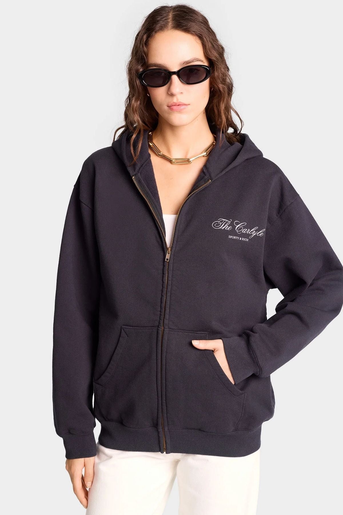 Sporty & Rich The Carlyle Souvenir Hoodie - Black/ White