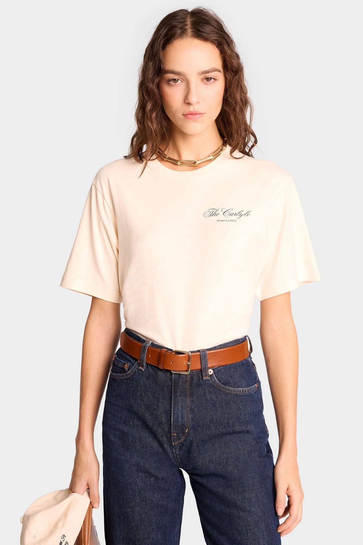 Sporty & Rich The Carlyle Souvenir T-Shirt - Cream/ Forest