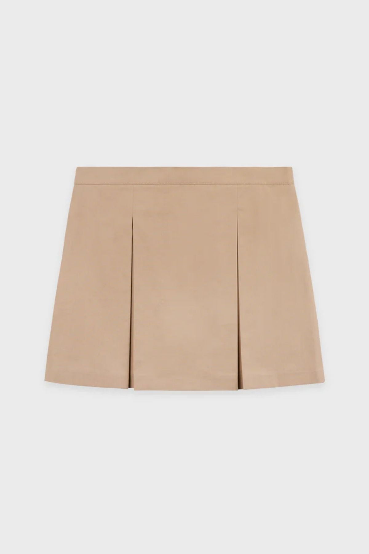 Sporty & Rich Vendome Box Pleat Skirt - Beige/ Chocolate