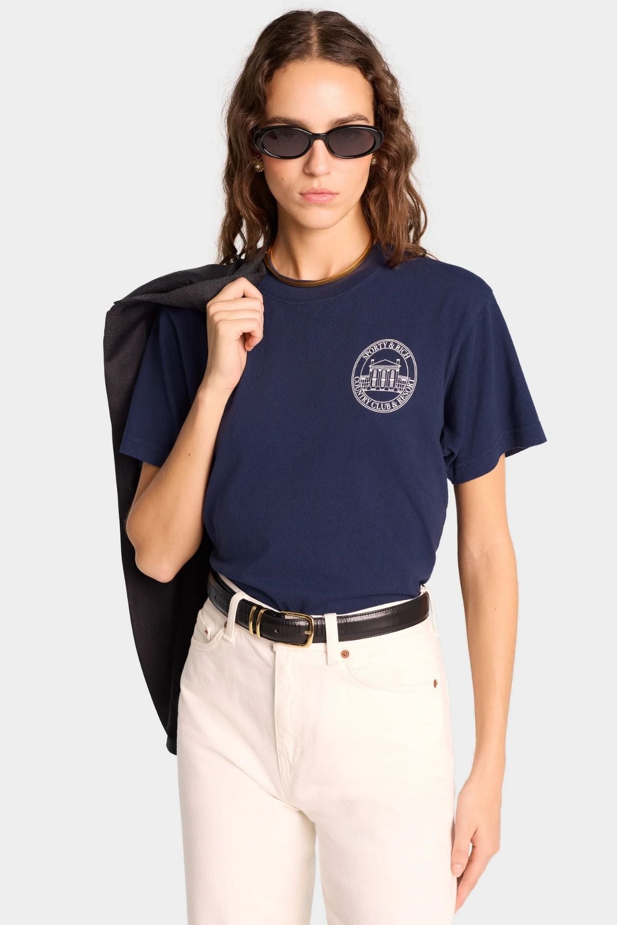 Sporty & Rich Vendome Resort T-Shirt - Navy/ White