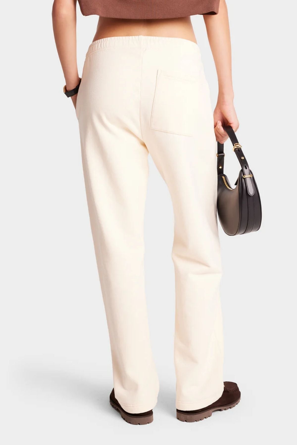 Sporty & Rich Vendome Straight Leg Sweatpant - Cream/ Chocolate