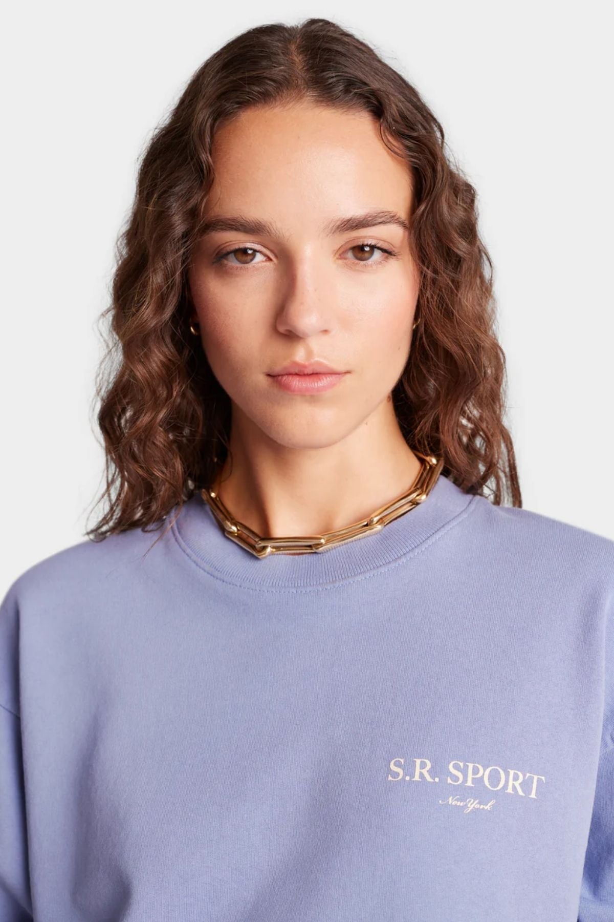 Sporty & Rich Wimbledon Crewneck - Colony Blue/ Cream