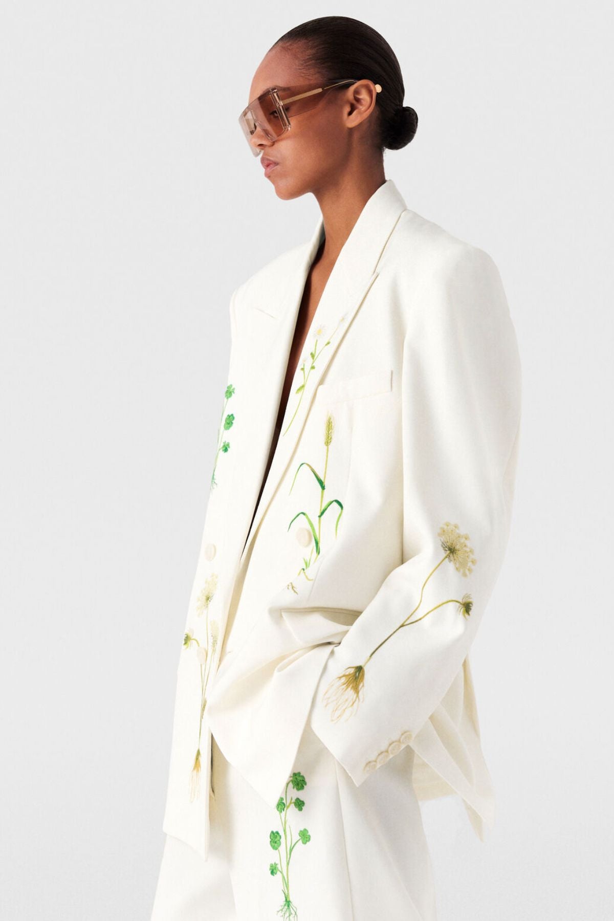 Stella McCartney Floral Double-Breasted Blazer - Cream