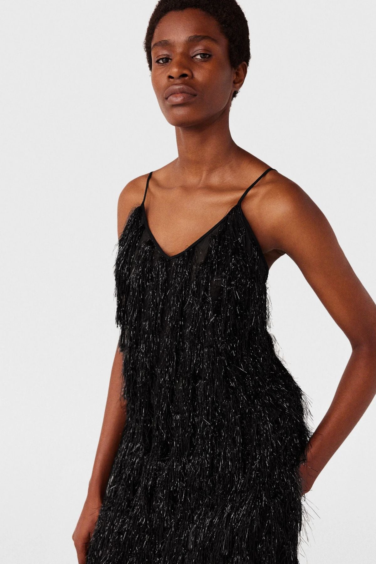 Stella McCartney Glitter Tassels Cami Top - Black Glitter