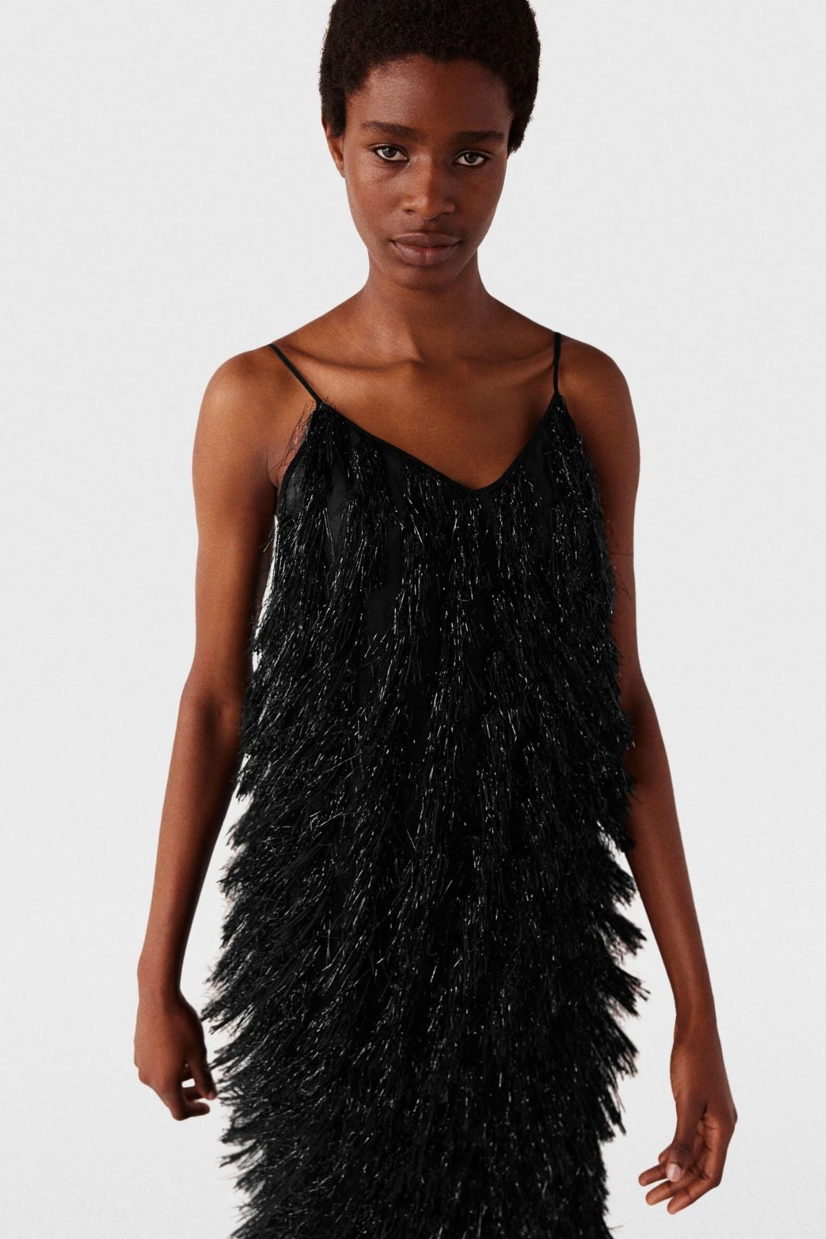 Stella McCartney Glitter Tassels Cami Top - Black Glitter