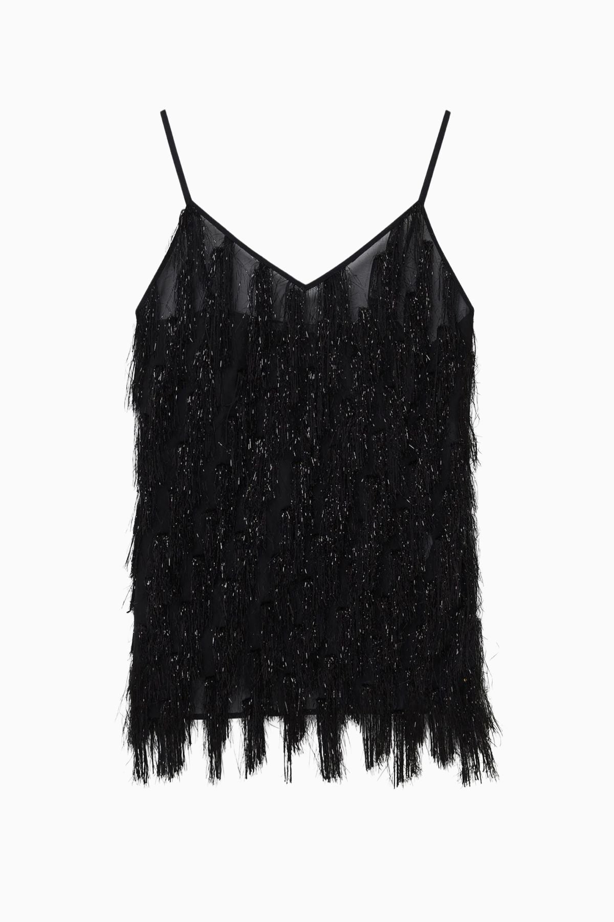 Stella McCartney Glitter Tassels Cami Top - Black Glitter