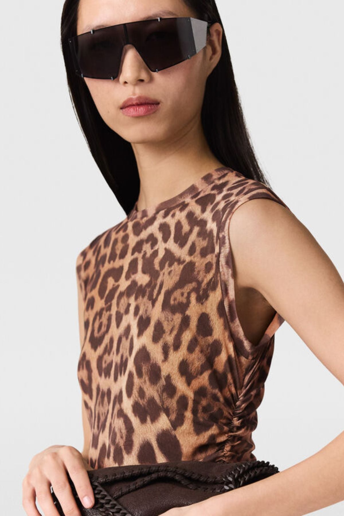 Stella McCartney Leopard Mesh Sleeveless Dress - Multicolour Brown