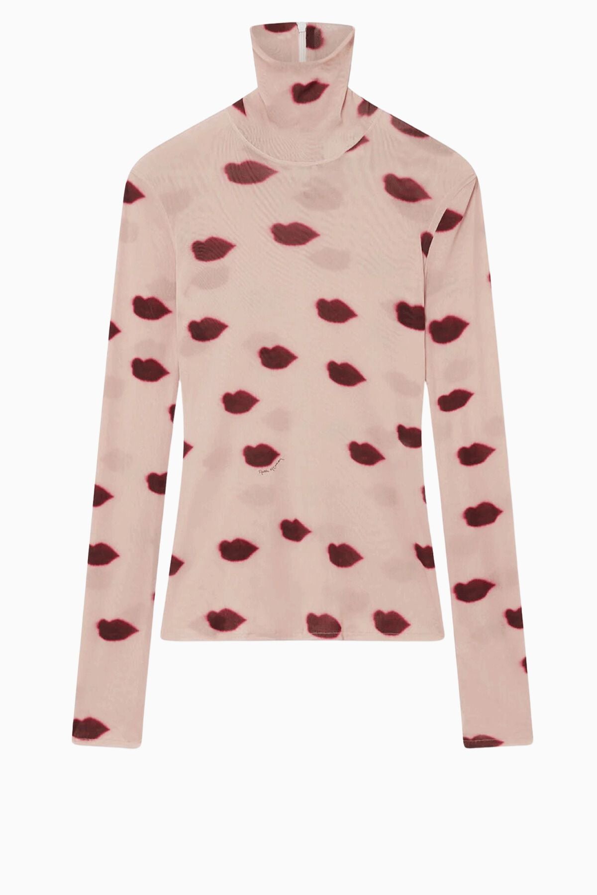 Stella McCartney Lips Print Turtleneck Top - Dusty Rose