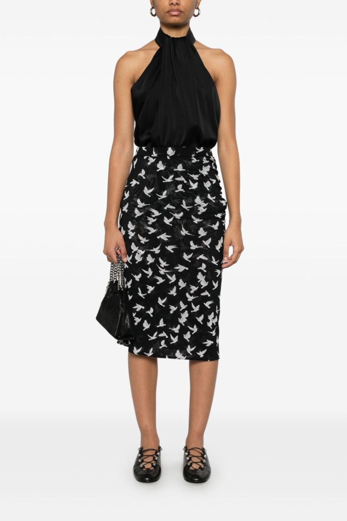 Stella McCartney Mesh Flying Bird Haze Skirt - Black