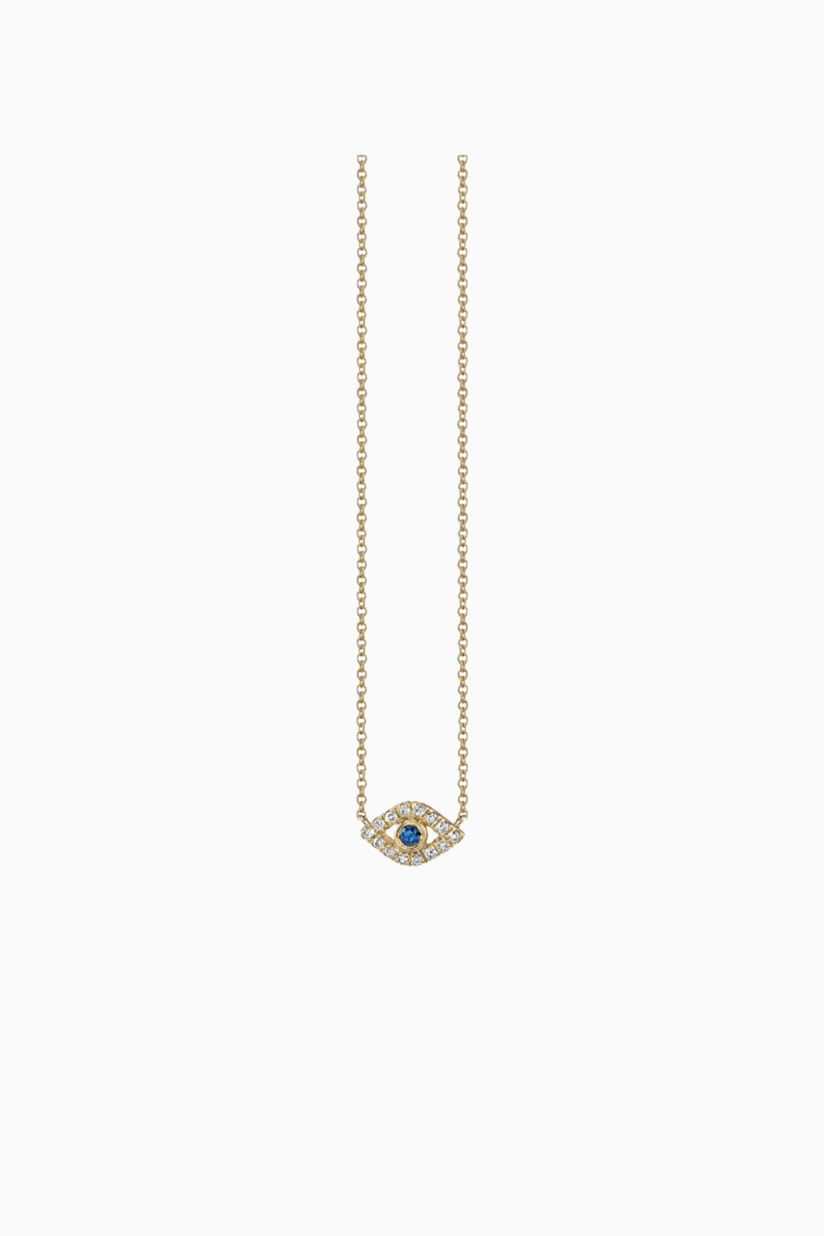 Sydney Evan Gold & Diamond Mini Bezel Eye Necklace - Yellow Gold/ Sapphire