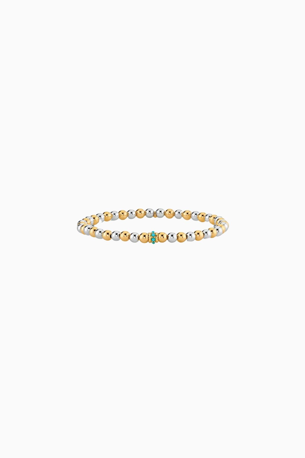 Sydney Evan Gold & Turquoise Scallop Rondelle Bracelet - Yellow/ Silver