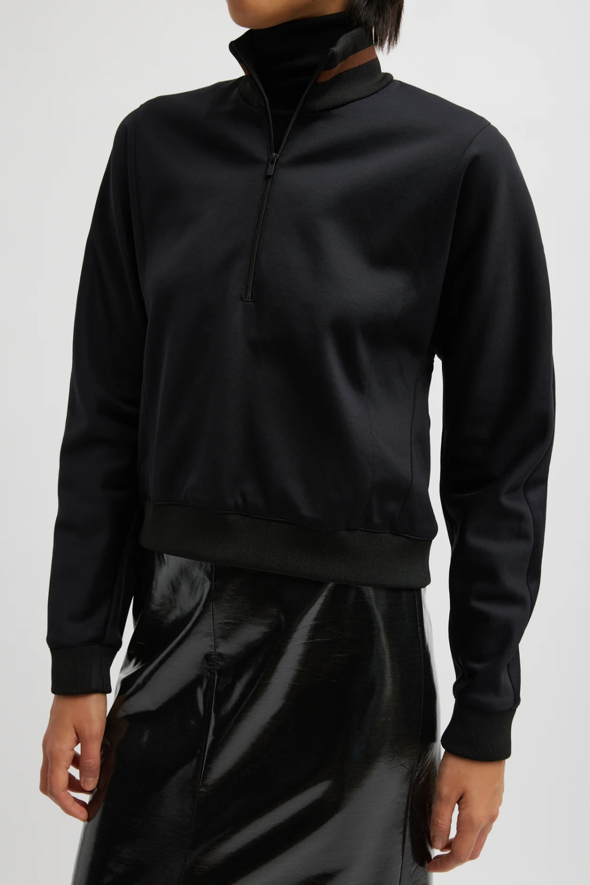 Tibi Active Knit Cropped Sweatshirt - Black